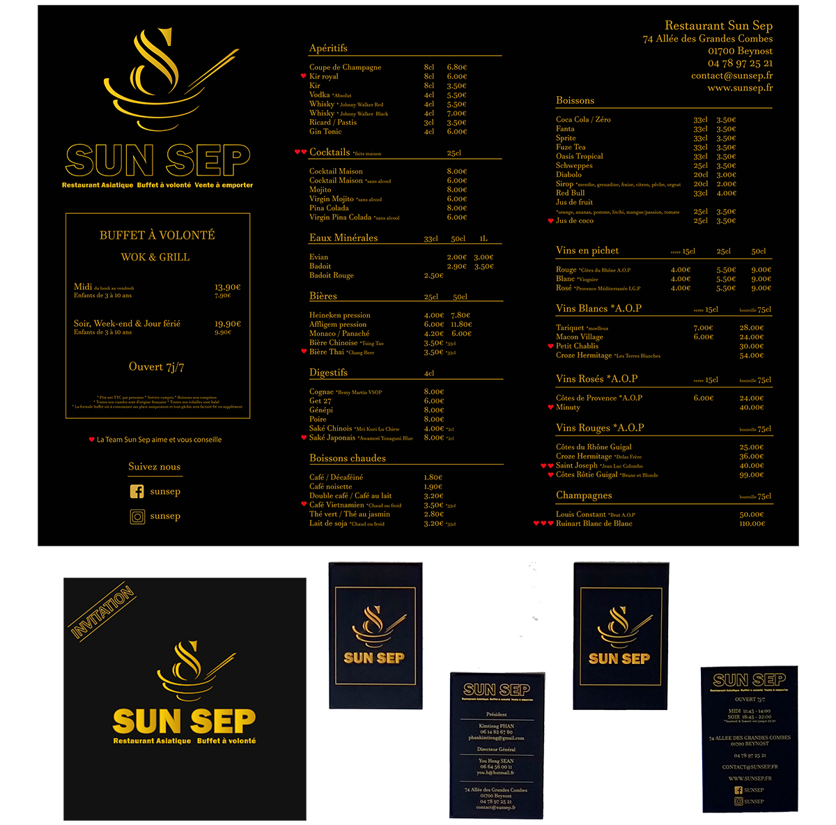 sun sep set de table invitation cartes de visite